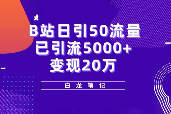 B站日引50+流量，实战已引流5000+变现20万，超级实操课程