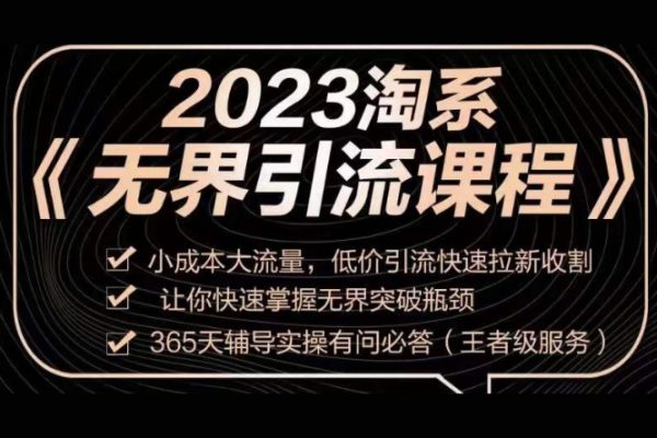 2023淘系无界引流实操课程，小成本大流量，低价引流快速拉新收割，让你快速掌握无界突破瓶颈