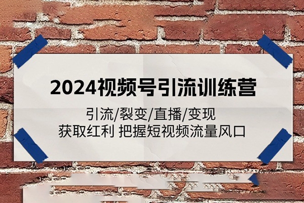 2024视频号引流训练营：引流/裂变/直播/变现 获取红利 把握短视频流量风口
