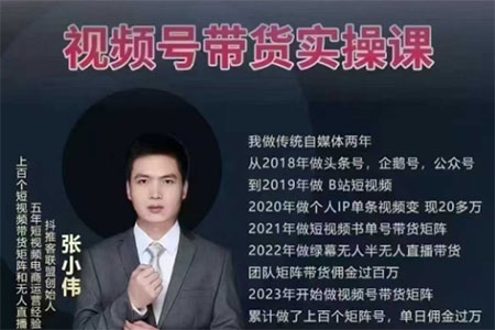 张小伟视频号带货实操课【25年7月最新】无人直播、书单号卖货、个人IP口播等，钉钉直播课+资料素材