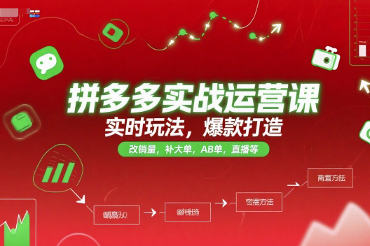 推易电商拼多多实战运营课，实时玩法，爆款打造，改销量，补大单，AB单，直播等（更新2025月）