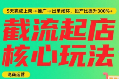 淘宝截流快速起店玩法，掌握暴力快速起店的流程，5天完成上架