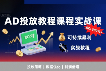 李亚老师·AD投放教程课程实战课，实现广告ROI300%+可持续暴利
