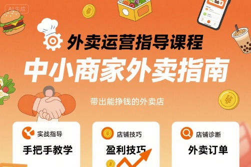 六六外卖运营指导课程，中小商家外卖指南，手把手带出能挣钱的外卖店